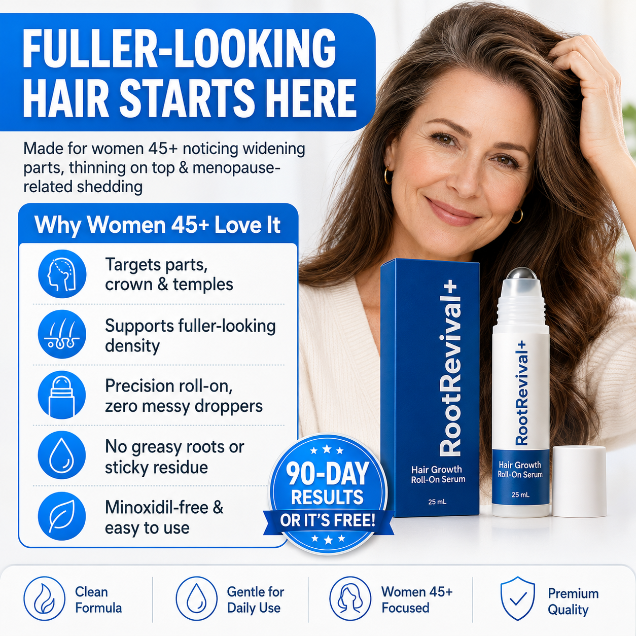 Get Your Hair & Confidence Back Within 90 Days with RootRevival+ or It's Free!
